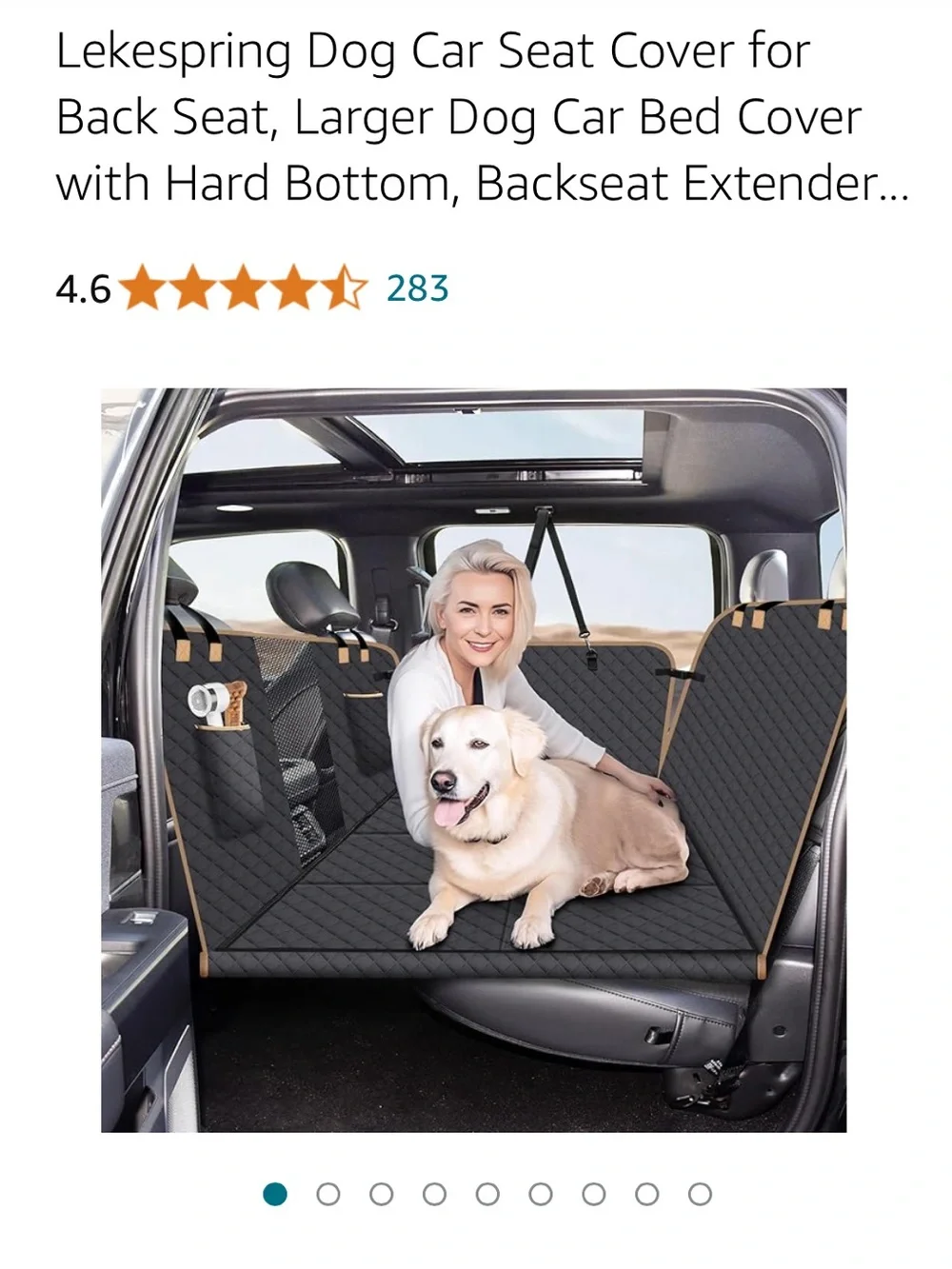 New in Box Lekespring Quilted Black Dog Car Seat Cover with Hard Bottom
